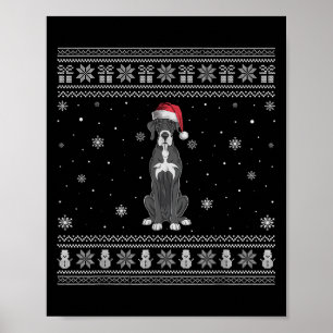 Great Dane Dog Lovers Men Women Santa Ugly Xmas Sw Poster