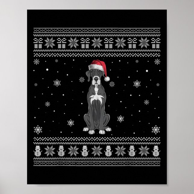 Great Dane Dog Lovers Men Women Santa Ugly Xmas Sw Poster (Front)
