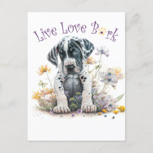 Great Dane Dog Mum Floral Postcard