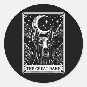 Great Dane Dog Mum Tarot Card Vintage Crescent Moo Classic Round Sticker