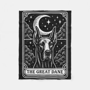 Great Dane Dog Mum Tarot Card Vintage Crescent Moo Fleece Blanket
