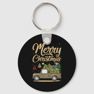 Great Dane Dog On Christmas Tree Leopard Truck Xma Key Ring