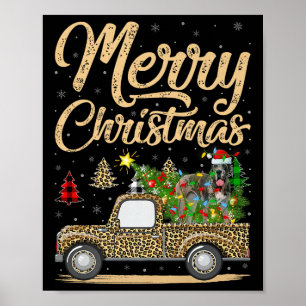 Great Dane Dog On Christmas Tree Leopard Truck Xma Poster