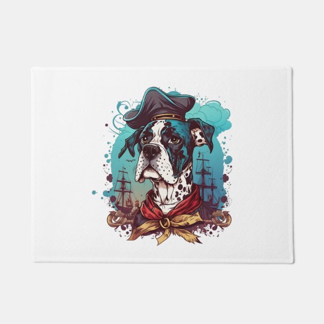 Great Dane Dog Pirate Doormat (Front)
