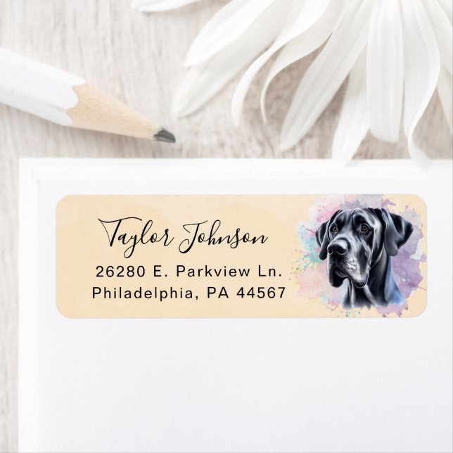 Great Dane Dog Return Address Label (Insitu)