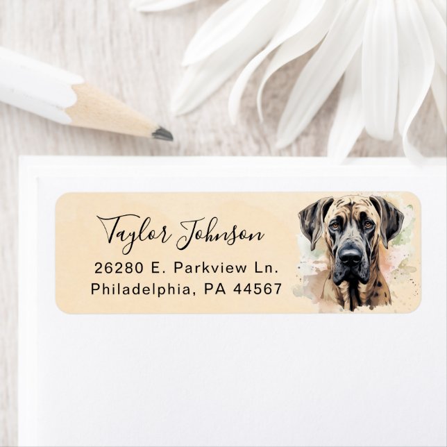 Great Dane Dog Return Address Label (Insitu)