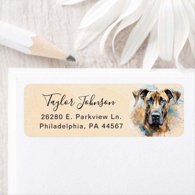 Great Dane Dog Return Address Label (Insitu)