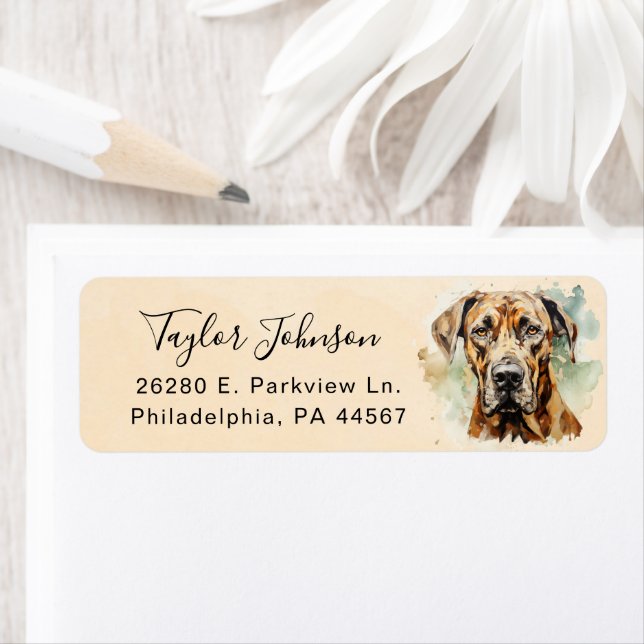 Great Dane Dog Return Address Label (Insitu)