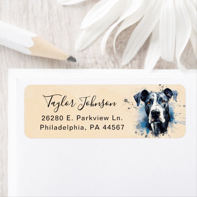 Great Dane Dog Return Address Label (Insitu)