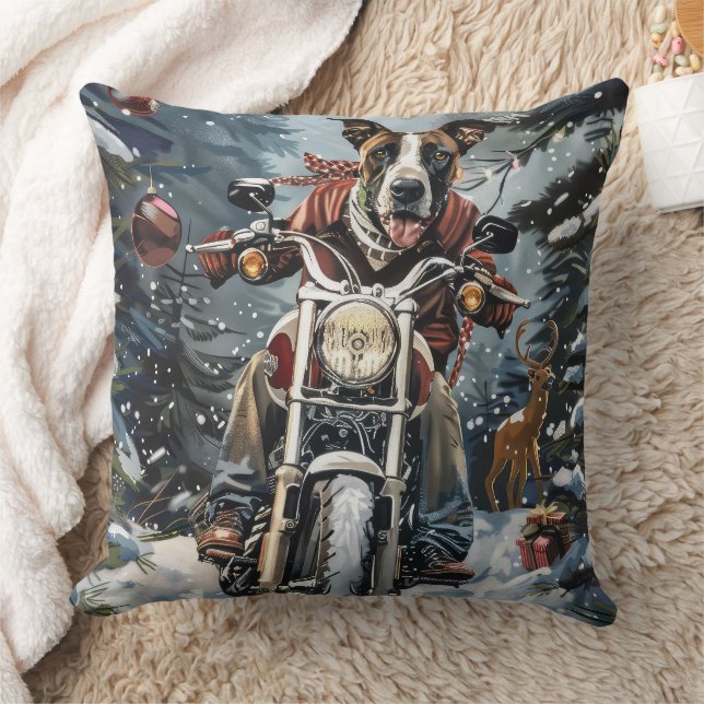 Great Dane Dog Riding Motorcycle Christmas Cushion (Blanket)