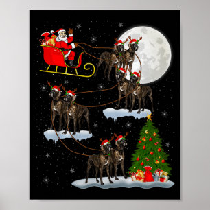 Great Dane Dog Santa Sleigh Flying Funny Magical C Poster