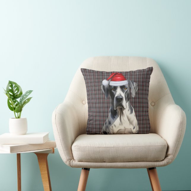 Great Dane Dog Seasonal Plaid Christmas Holiday Cushion (Chair)