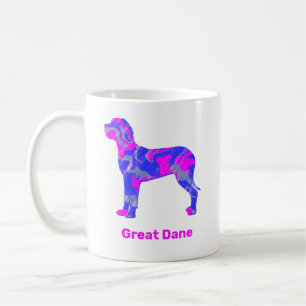 Great Dane Dog Silhouette Crazy Hot Pink Coffee Mug