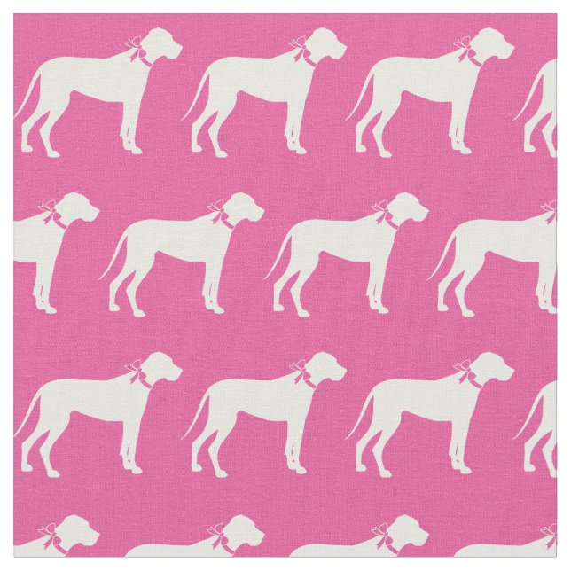 Great Dane Dog Silhouette Pet Pink Fabric (Close Up)