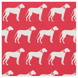 Great Dane Dog Silhouette Pet Red Fabric