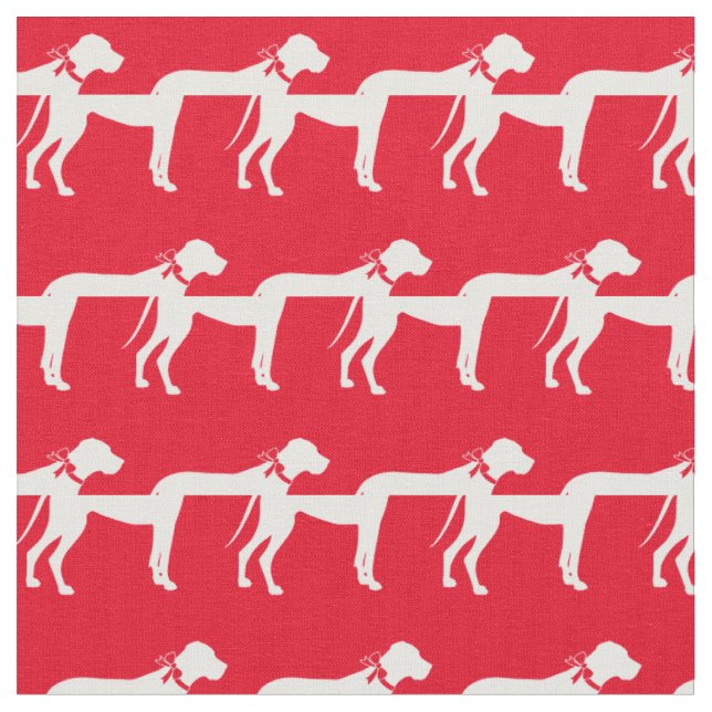 Great Dane Dog Silhouette Pet Red Fabric (Close Up)