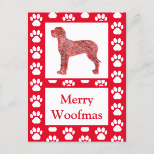 Great Dane Dog Silhouette Red Merry Christmas Postcard