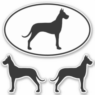 Great Dane Dog Silhouettes Vinyl Sticker Set