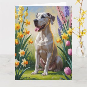 Great Dane Dog Spring Flowers Painting Card