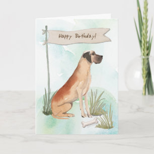 Great Dane Dog Under Birthday Sign Card