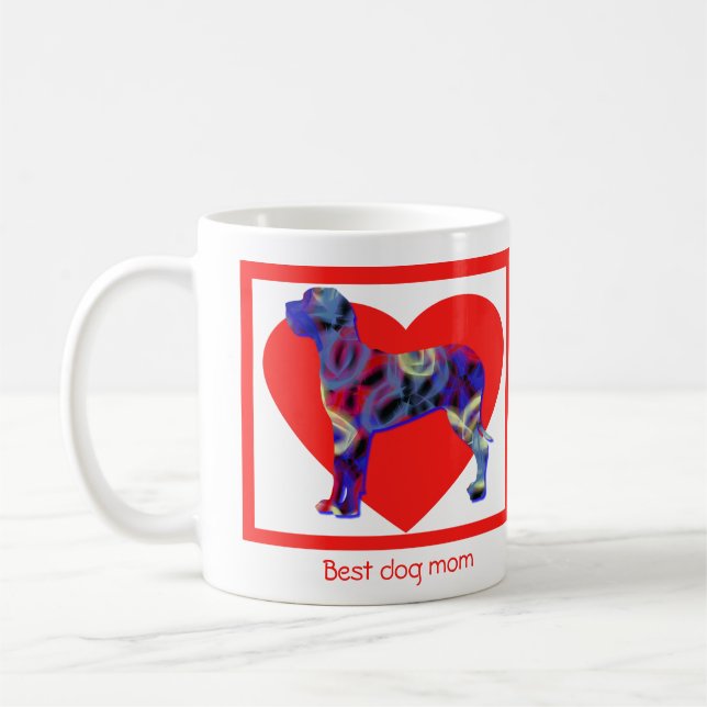 Great Dane Dog Valentines Day Red Heart Coffee Mug (Left)