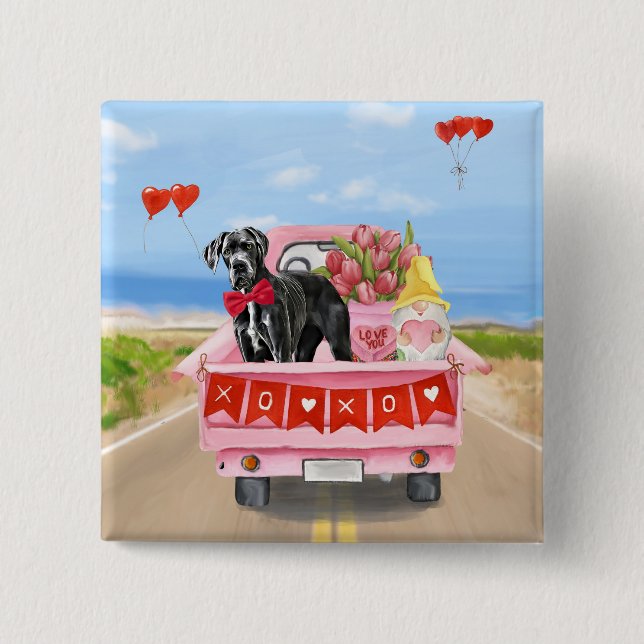 Great Dane Dog Valentine's Day Truck 15 Cm Square Badge (Front)