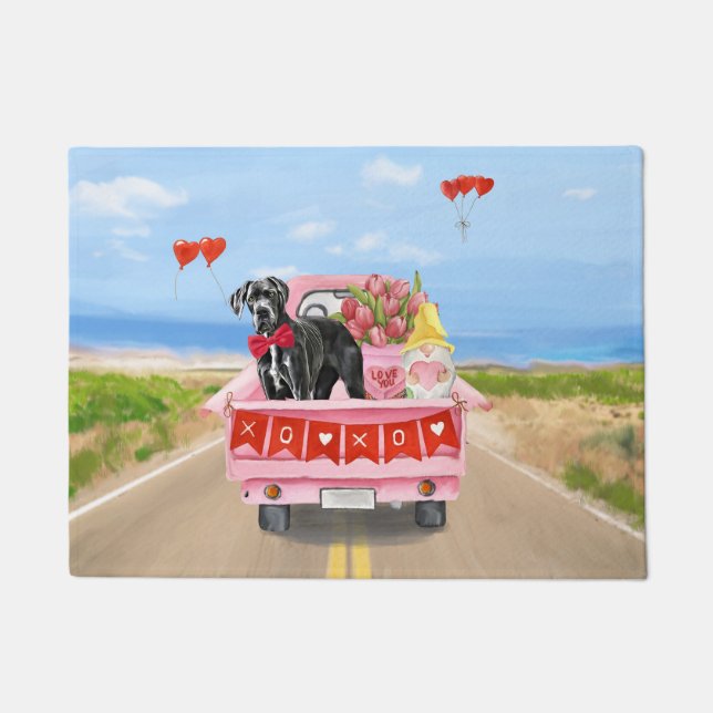 Great Dane Dog Valentine's Day Truck Doormat (Front)