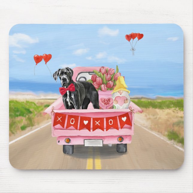 Great Dane Dog Valentine's Day Truck Mouse Mat (Front)