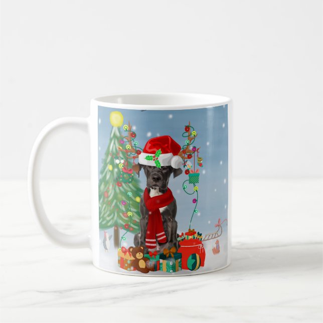 Great Dane dog with Christmas gifts   Coffee Mug (Left)