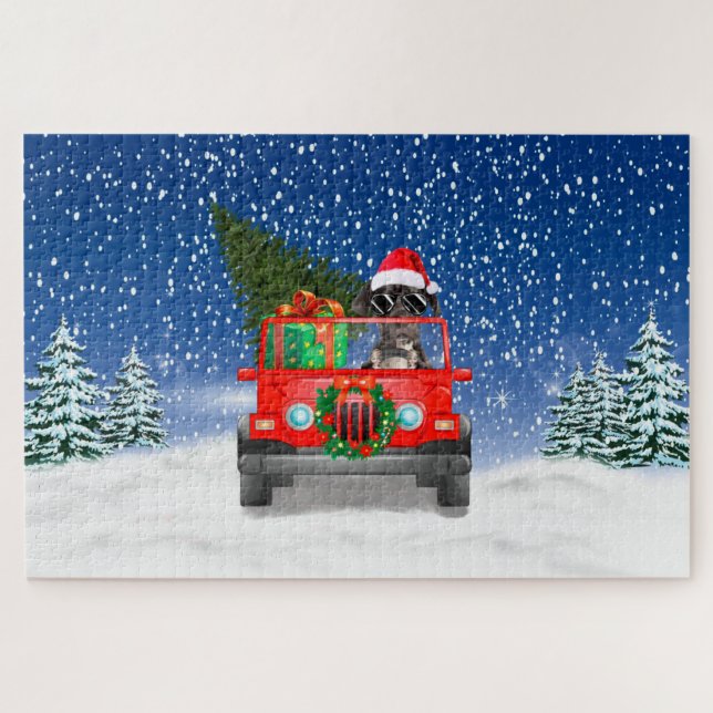 Great Dane dog with Christmas gifts Jigsaw Puzzle (Horizontal)