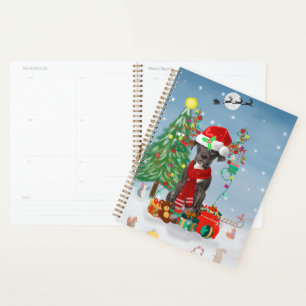Great Dane dog with Christmas gifts   Planner