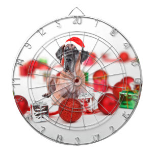 Great Dane Dog with Christmas Ornaments Gifts Dartboard