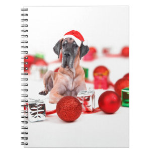 Great Dane Dog with Christmas Ornaments Gifts Notebook