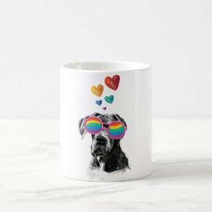 Great Dane Dog with Hearts Valentine's Day Coffee Mug