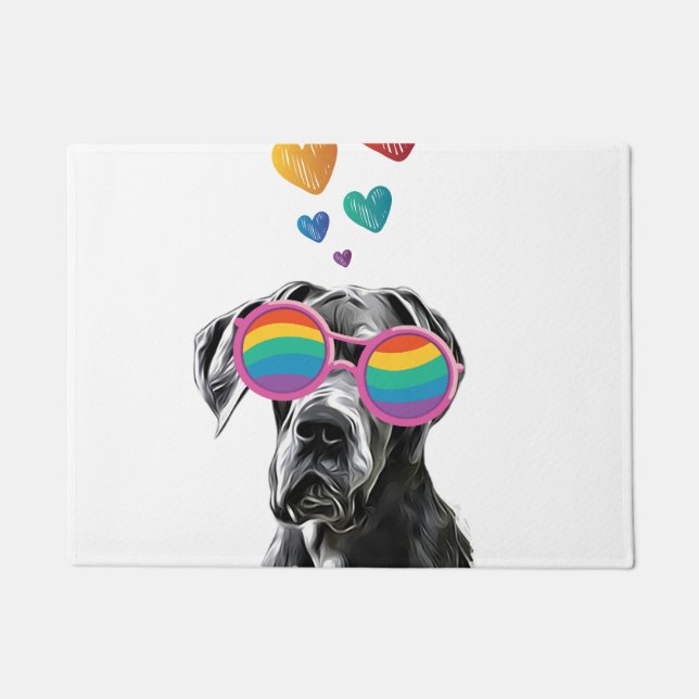 Great Dane Dog with Hearts Valentine's Day  Doormat (Front)