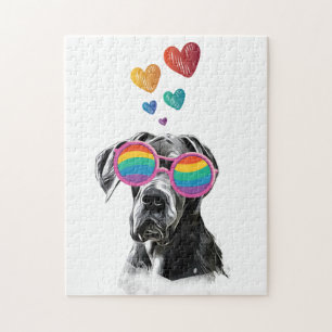 Great Dane Dog with Hearts Valentine's Day Jigsaw Puzzle