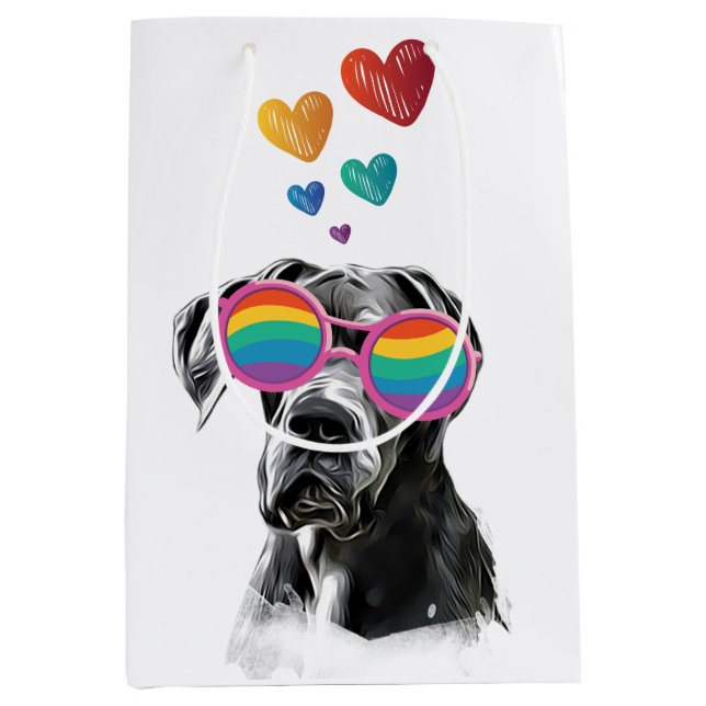Great Dane Dog with Hearts Valentine's Day  Medium Gift Bag (Front)