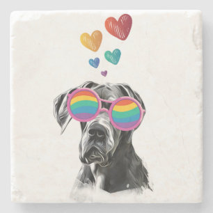 Great Dane Dog with Hearts Valentine's Day  Stone Coaster