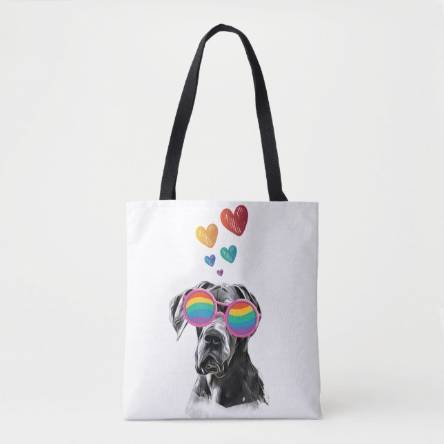 Great Dane Dog with Hearts Valentine's Day  Tote Bag (Front)