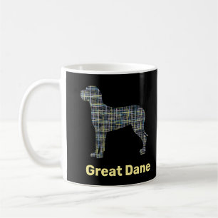 Great Dane Dog Yellow & Black Grid Line Coffee Mug