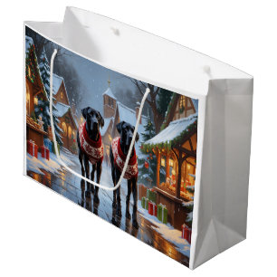 Great Dane Dogs Christmas Snow Holiday Large Gift Bag