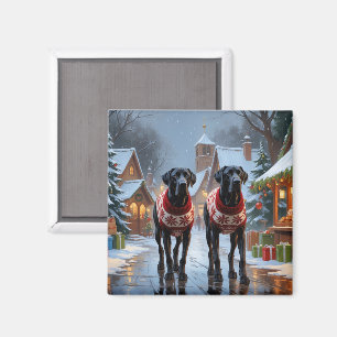 Great Dane Dogs Christmas Snow Holiday Magnet