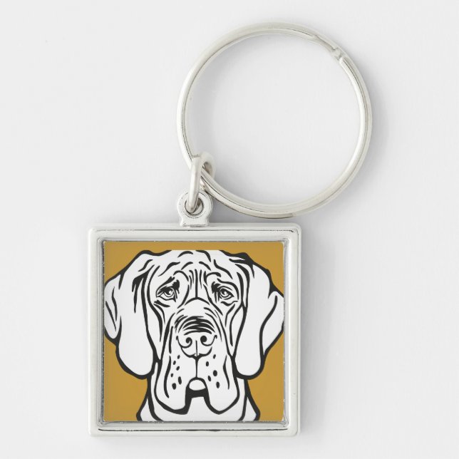 Great Dane Face Key Ring (Front)