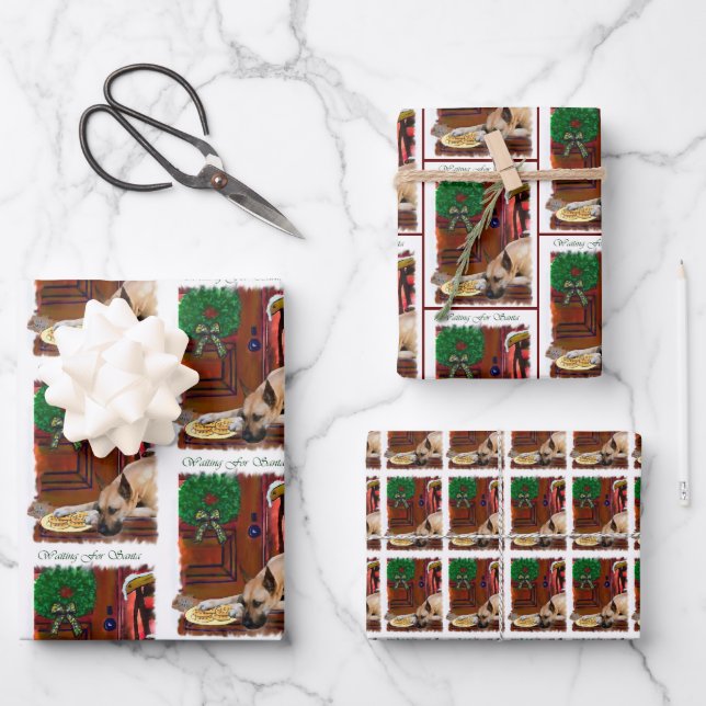 Great Dane (Fawn) Christmas Wrapping Paper Sheet (Front)