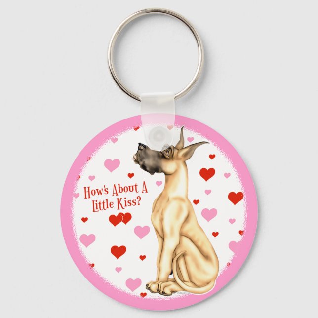 Great Dane Fawn Kiss Key Ring (Front)