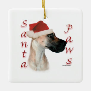 Great Dane (fawn) Santa Paws Ceramic Ornament