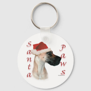 Great Dane (fawn) Santa Paws Key Ring