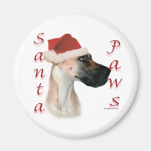 Great Dane (fawn) Santa Paws Magnet (Front)