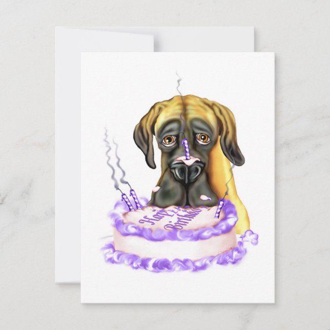 Great Dane Fawn UC Birthday Cake Invitation (Front)