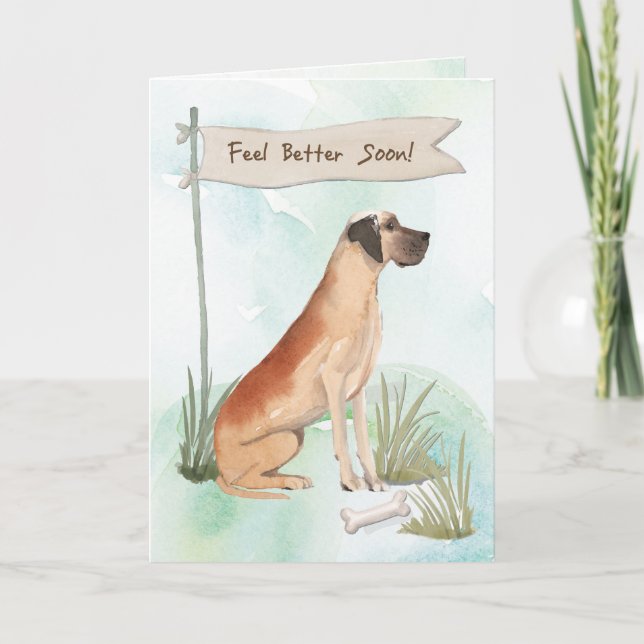 Great Dane Feel Better After Surgery to Dog Card (Front)